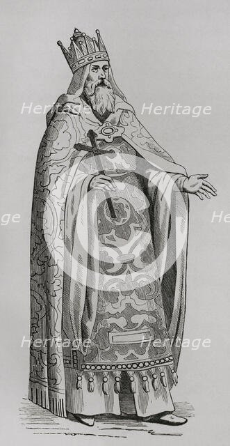 Prester John, legendary Christian ruler of the East, 1877.  Creator: Unknown.