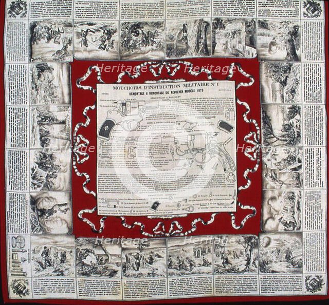 Mouchoirs D'Instruction Militarie No. 1 (Handkerchief), Rouen, 1850/1900. Creator: Alexandre Buquet.
