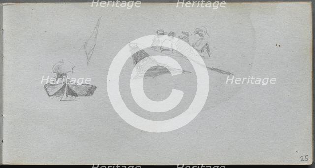 Sketchbook, page 25: Studies of Figures in Boats. Creator: Ernest Meissonier (French, 1815-1891).