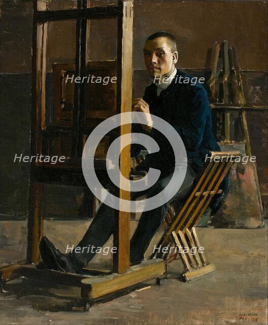 Self-Portrait at the Easel, 1885. Creator: Gallen-Kallela, Akseli (1865-1931).