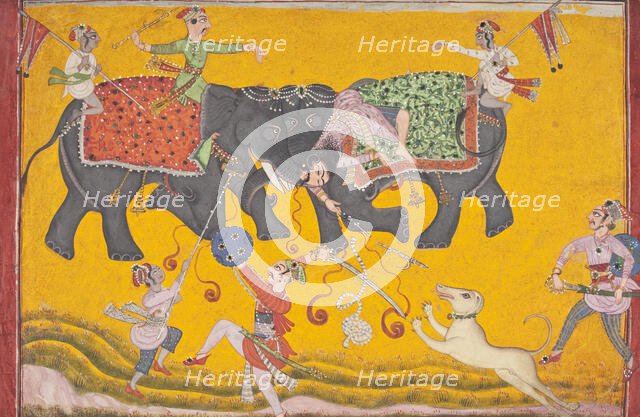 Battling Elephants (image 1 of 6), c1700. Creator: Unknown.