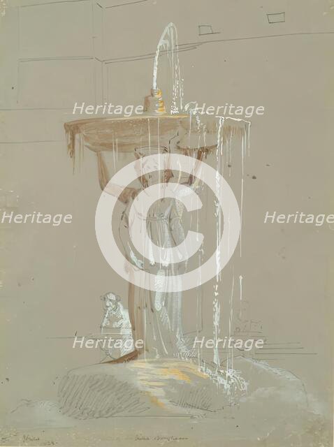 Villa Borghese - Fountain, 1824. Creator: James William Giles.