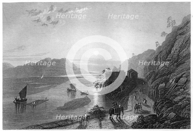 The Ganges entering the plains near Hurdwar, India, c1860. Artist: Unknown