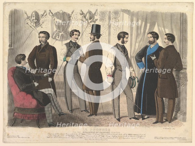 Le Progrès, for the Bulletin of Fashion, New York, No. 110, from Modes de Paris, February 1859. Creator: Unknown.