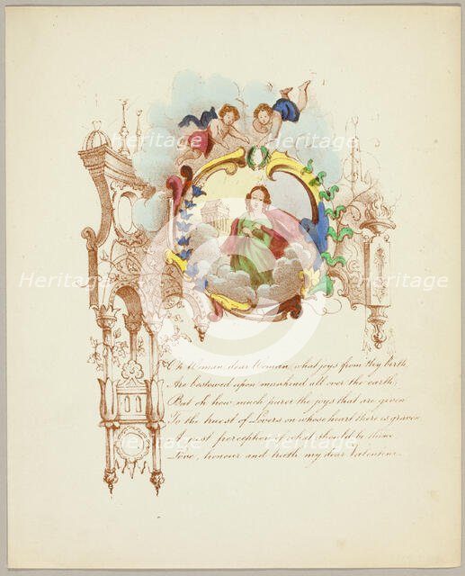 Oh Woman, Dear Woman (valentine), c. 1842. Creator: Unknown.