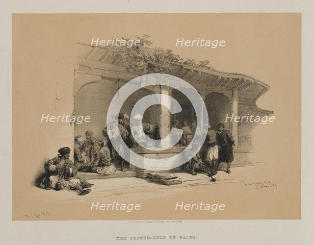 Egypt and Nubia, Volume III: The Coffee Shop, 1849. Creator: Louis Haghe (British, 1806-1885); F.G.Moon, 20 Threadneedle Street, London.