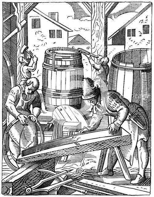 A cooper's workshop, 16th century, (1870). Artist: Jost Amman