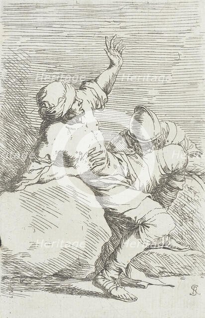Figurine: Turbaned Man Bending Back with Raised Arms, between circa 1656 and circa 1657. Creator: Salvator Rosa.