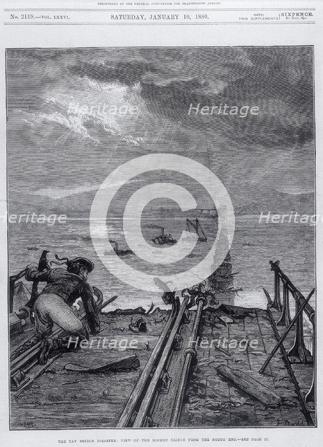 Tay Bridge disaster, Scotland, 28 December 1879. Artist: Frank Dadd Artist: Unknown