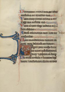 Initial L: One Man Swearing Fealty to Another Man; Bute Psalter, text and illumination about 1285. Creator: Bute Master.