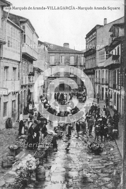 The Plaza Marques de Aranda, Villagarcia, Spain, early 20th century.Artist: Pedro Abad Abalo