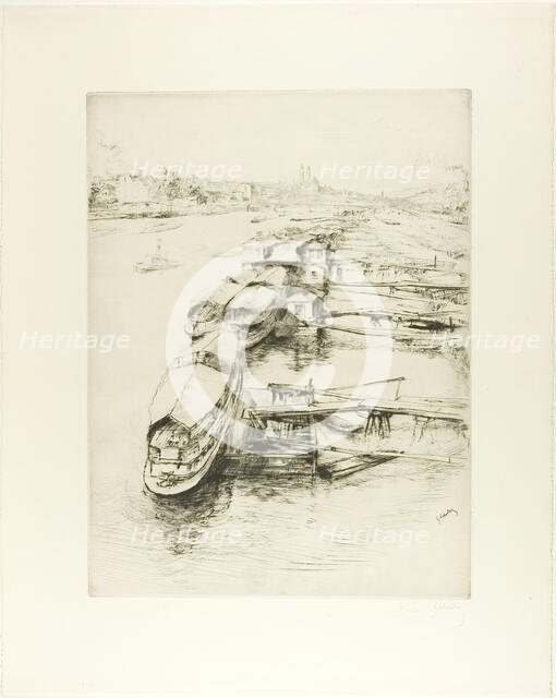 Barges at Auteuil, 1900. Creator: Gustave Leheutre.