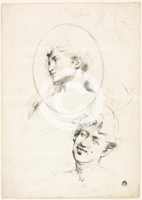 Two Female Heads, n.d. Creator: William Merritt Chase.