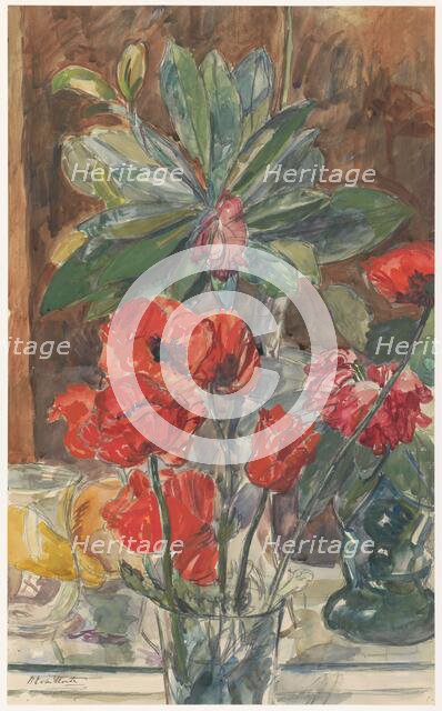 Flower Study of Poppies and Rhododendrons, 1872-1950. Creator: Barbara Elisabeth van Houten.