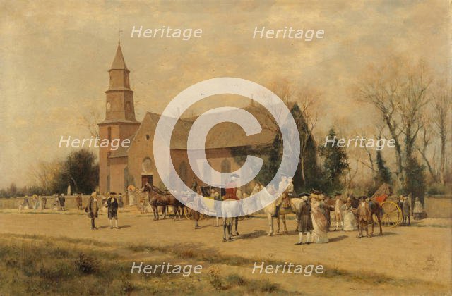 Old Bruton Church, Williamsburg, Virginia, in the Time of Lord Dunmore, 1893. Creator: A. Wordsworth Thompson.