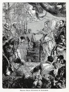 Francis Drake Knighted by Elizabeth, 1882. Artist: Anonymous  