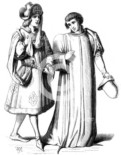 A young nobleman and of a member of the bourgeoisie, 14th century (1849). Artist: Unknown