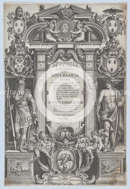Frontispiece for 'Adversaria sacra', 1626. Creator: Charles Audran.