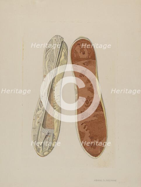 Slippers, c. 1940. Creator: Frank S. Browne.