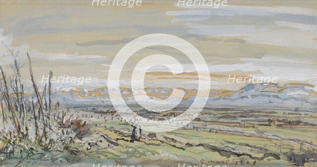 View of a flat landscape, 1881. Creator: Johan Barthold Jongkind.
