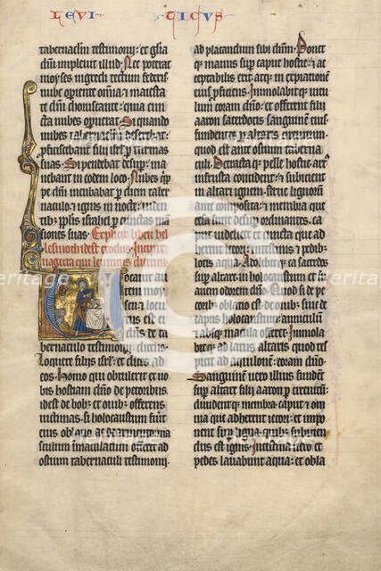 Initial V: Moses Sacrificing a Lamb, about 1260-1270. Creator: Unknown.