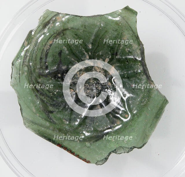 Glass Fragment with Pressed Flower, Coptic, 4th-early 5th century. Creator: Unknown.