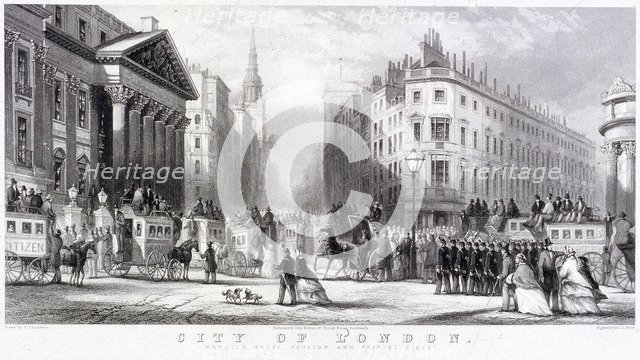 Mansion House (exterior), London, c1855. Artist: Thomas Abiel Prior