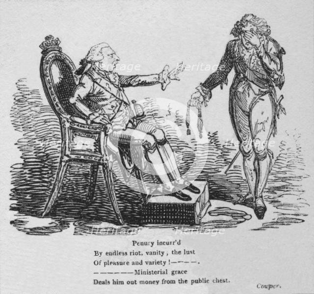 'Penury incurr'd by endless riot, vanity, the lust of pleasure and variety!', c1820 Creator: George Cruikshank.