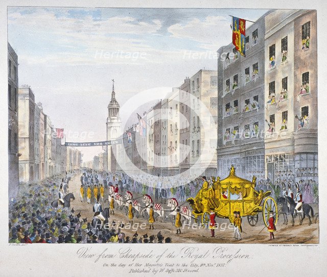 Royal coach on Cheapside, City of London, 1837. Artist: A Friedel