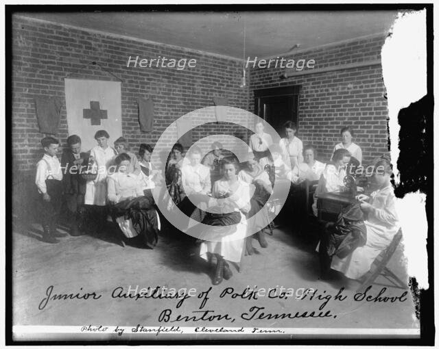Red Cross: Junior Auxiliary of Polk Co. High School, Benton, Tennessee, between 1910 and 1920. Creator: Harris & Ewing.