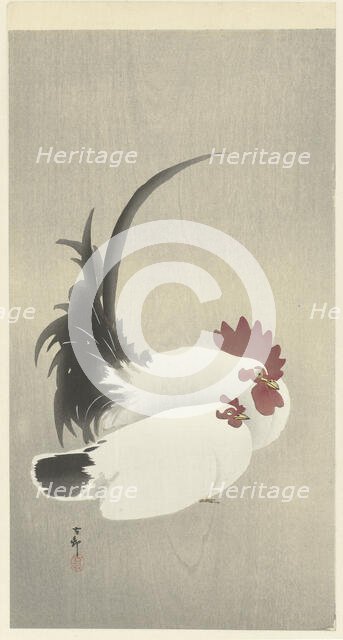 Rooster and hen, 1920-1930. Creator: Ohara, Koson (1877-1945).