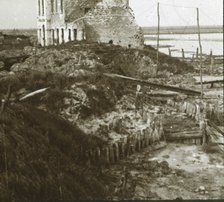 Ruined building and trenches along the coast, c1914-c1918. Artist: Unknown.