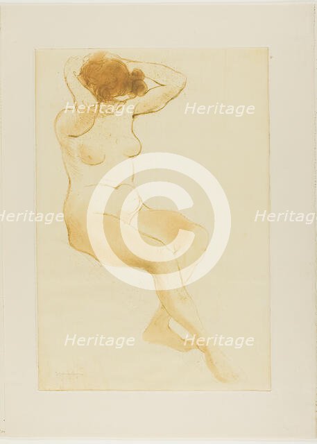 Woman Fixing Her Hair, Three-Quarter View, 1902. Creator: Theophile Alexandre Steinlen.