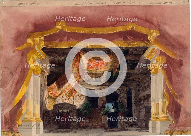 Stage design for the opera Les Huguenots by Giacomo Meyerbeer , 1899. Creator: Ferrario, Carlo (1833-1907).