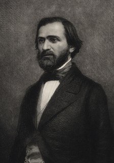 Portrait of the Composer Giuseppe Verdi (1813-1901), c. 1850. Creator: Geoffroy, Charles-Michel (1819-1882).