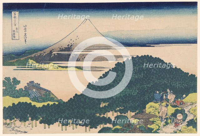 Cushion Pine Tree at Aoyama (Aoyama Enza no matsu), from the series "Thirty-six..., Japan, c1830/33. Creator: Hokusai.