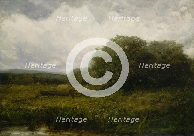 Untitled (landscape with oxen and haycart crossing bridge), n.d. Creator: Edward Mitchell Bannister.