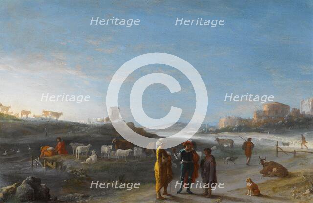 An Italianate Landscape with an Unidentified Subject from the Old Testament, c.1620-c.1627. Creator: Cornelis van Poelenburgh.