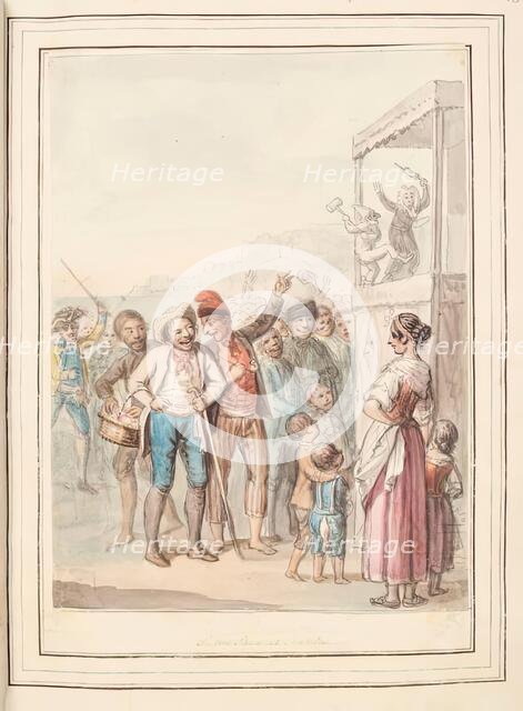 Puppet Show at Naples, leaf from 'A Collection of Dresses by David Allan Mostly from Nature', 1776. Creator: David Allan.