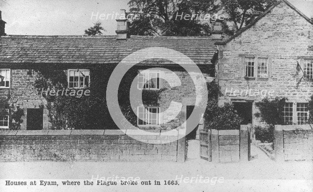 Plague cottages, Eyam, Derbyshire, 20th century. Artist: Unknown