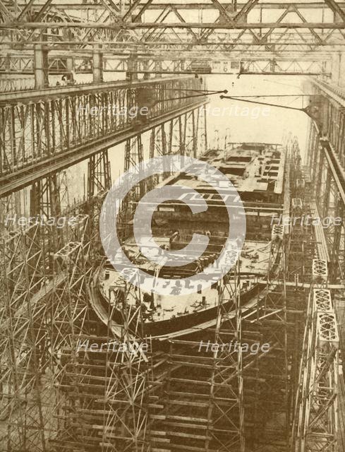 'The White Star Liner "Doric" Under Construction', c1930. Creator: Unknown.