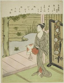 Poem by Fujiwara no Toshiyuki, from an untitled series of Thirty-Six Immortal Poets, c. 1767/68. Creator: Suzuki Harunobu.