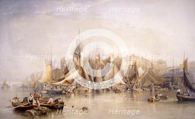 'Billingsgate, First Day of Oysters, Early Morning', 1843. Artist: Edward Duncan