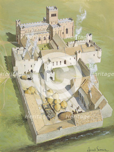 Lindisfarne Priory, Holy Island, Northumberland. Artist: David Simon.