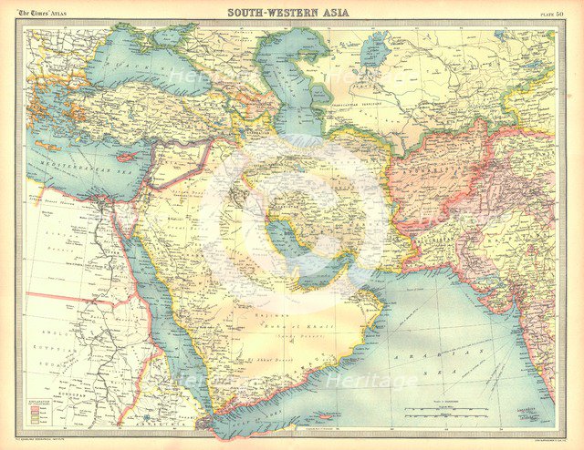 Political map of South Western Asia. Artist: Unknown.