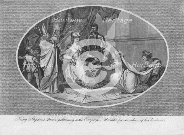 King Stephen's queen petitioning to the Empress Matilda for the release of her husband, 1141 (1793). Artist: Unknown.