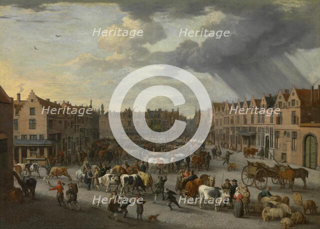 The Old Ox Market in Antwerp, mid-late 17th century. Creator: Erasmus de Bie.