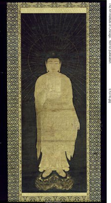 The Buddha Amida, from the triptych Approach of the Amida..., Kamakura Period; mid-13th cent. Creator: Unknown.