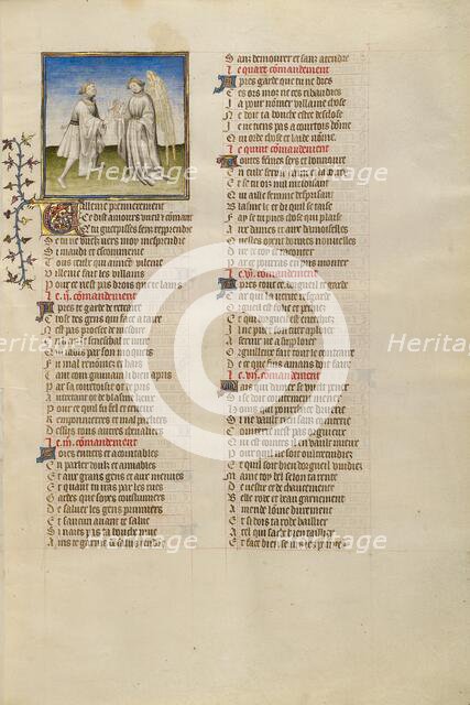 The God of Love Giving a List of Ten Commands to the Lover; Roman de la Rose, about 1405. Creator: Unknown.