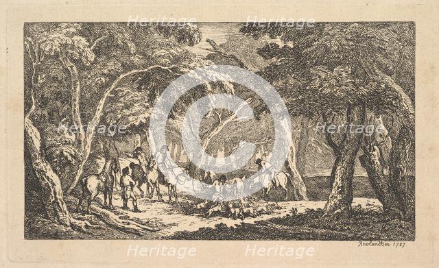 The Death - Fox Hunting - A Landscape Scene, 1787. Creator: Thomas Rowlandson.